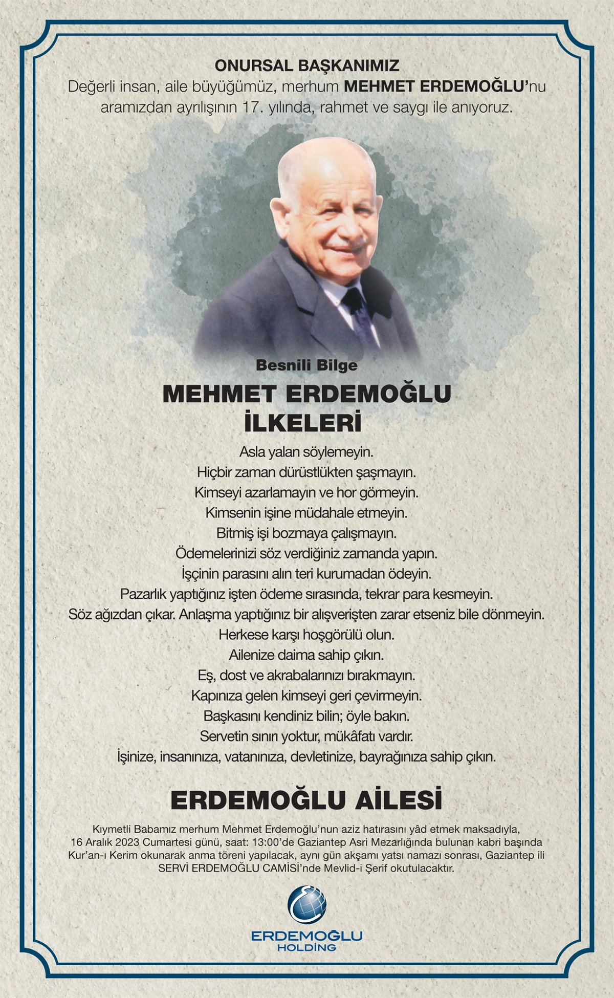 ERDEMOĞLU ANMA