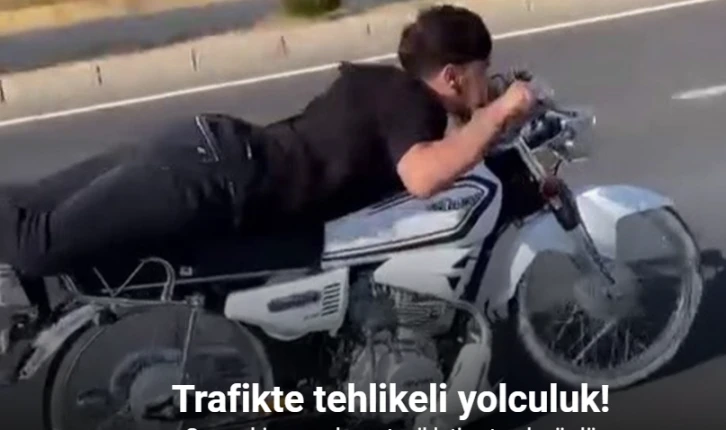 Canını hiçe saydı, motosikleti yatarak sürdü