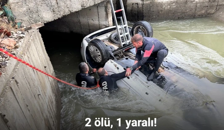 Otomobil su kanalına uçtu: 2 ölü, 1 yaralı