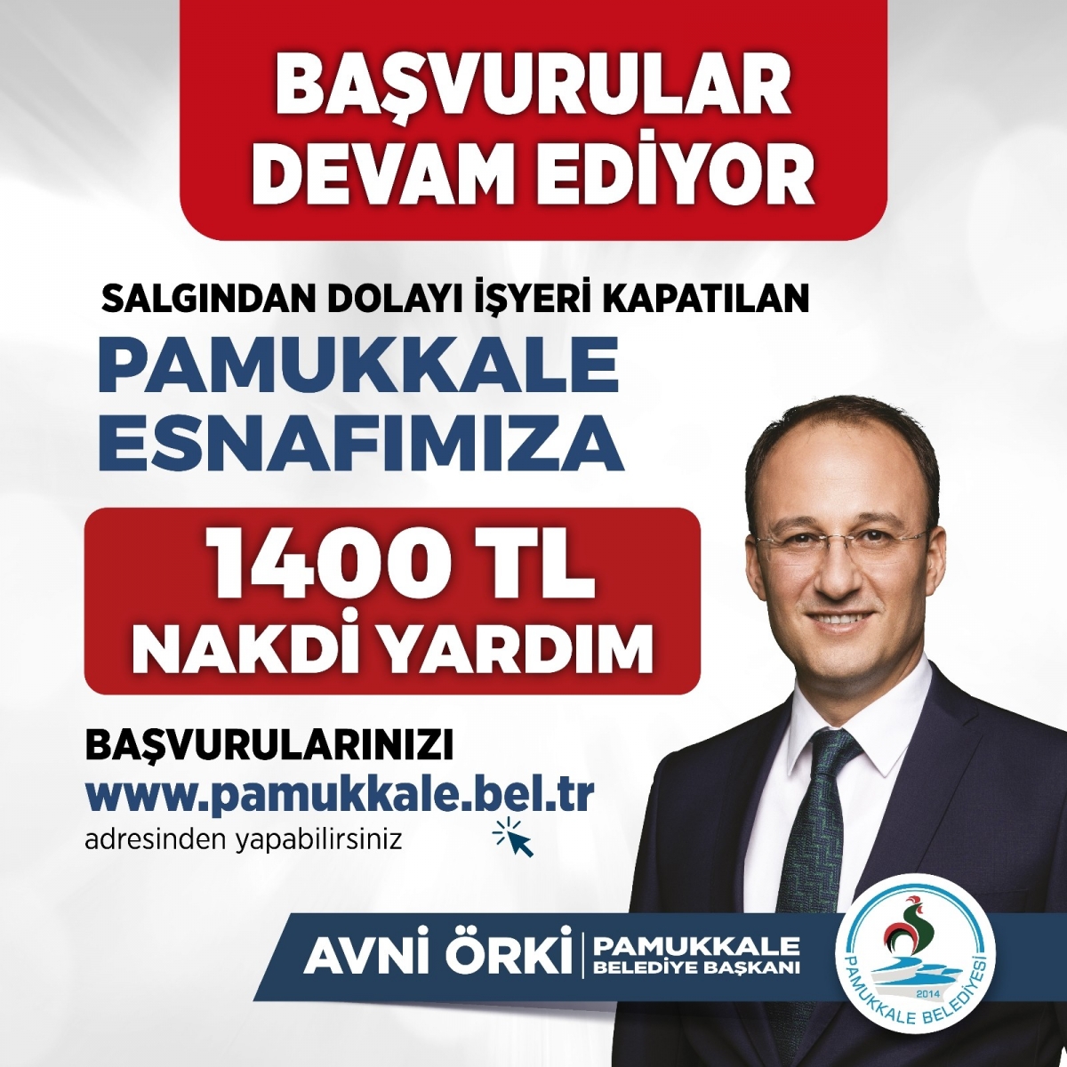 Pamukkale Belediyesinin bin 400 TL nakdi yardım başvuruları devam ediyor
