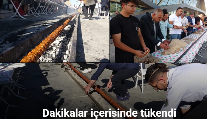 Tek şişte yapılan 65 metrelik kebap dakikalar içerisinde tüketildi