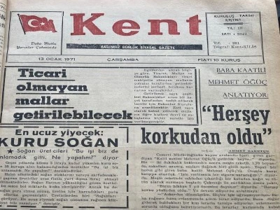 54 yıl önce bugün tarihli manşetler. 