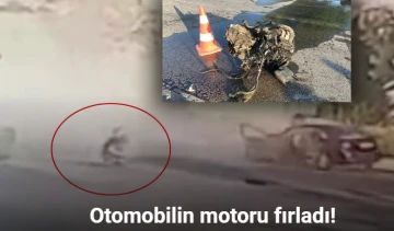 Kazada otomobilin motoru fırladı: 2 yaralı