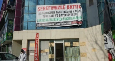 Şerefle batan fabrikanın malları